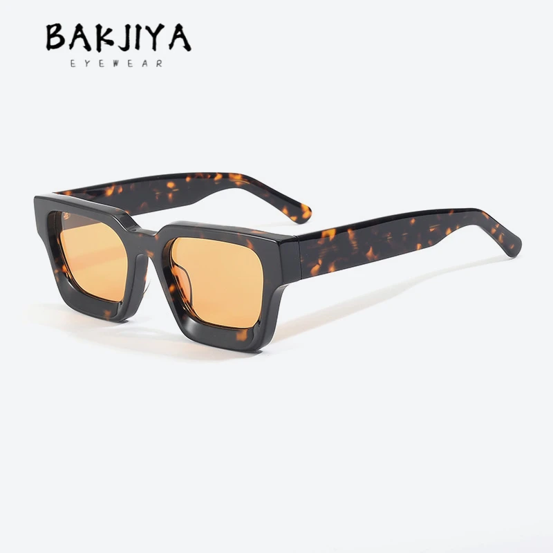 BAKJIYA Nuovi occhiali da sole in acetato Cornice quadrata spessa Retro Senior Ins Style Europa e America Hip-hop UV400 Pesca all'aperto Unisex