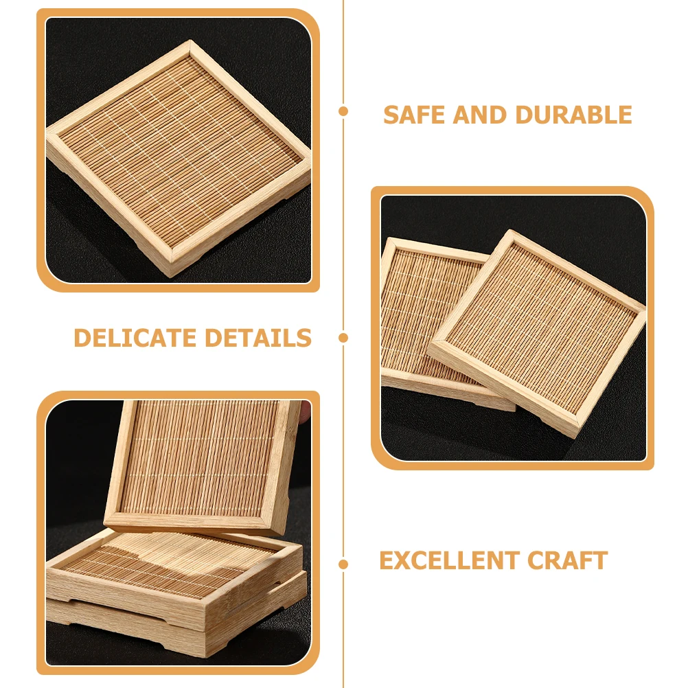 

Non-Slip Bamboo Wooden Coasters Heat Resistant Cup Pads For Coffee Tea Wine Glasses Wear-Resistant Desktop Table Mat Household