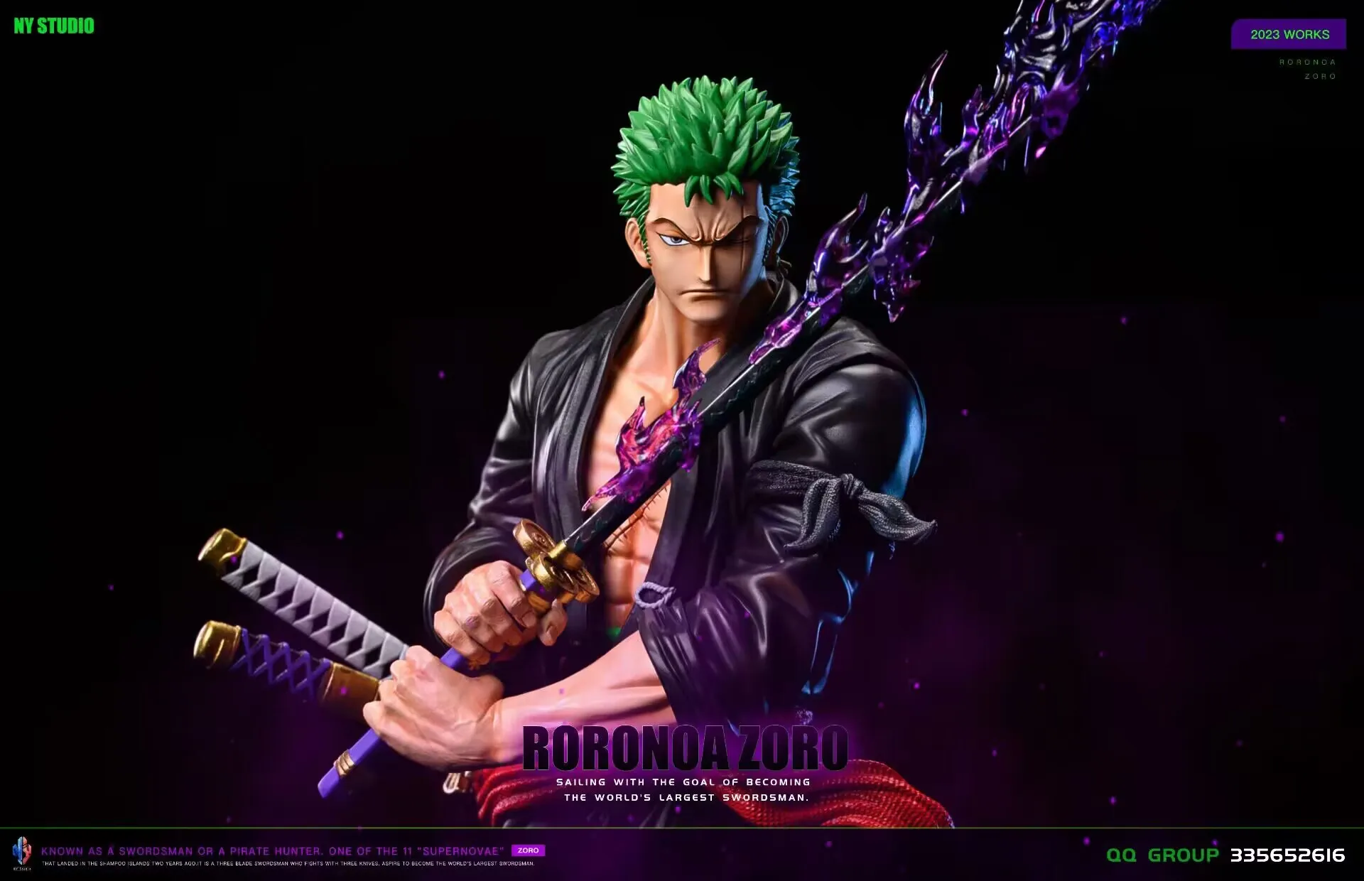 27Cm Resin Ny Studio Pop Gk One Piece Roronoa Zoro Anime Action Figure Statue Ornament Model Garage Kit Toys Gift