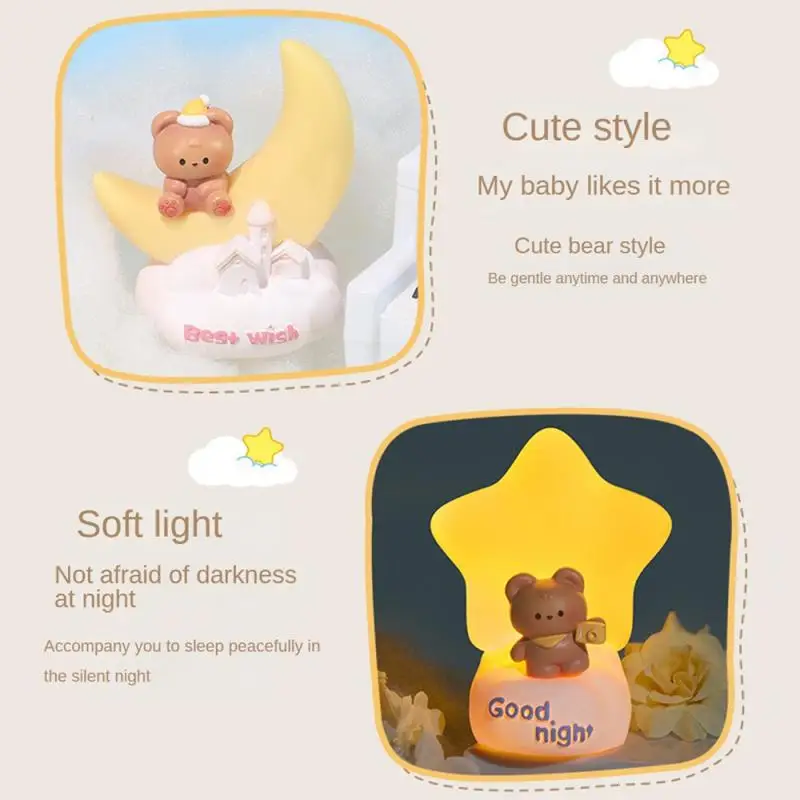 Bedside Lamp Lovely Easy To Carry Multi-functional Desktop Decoration Magnetic Base Lovely Design Lighting Star Light Innovative