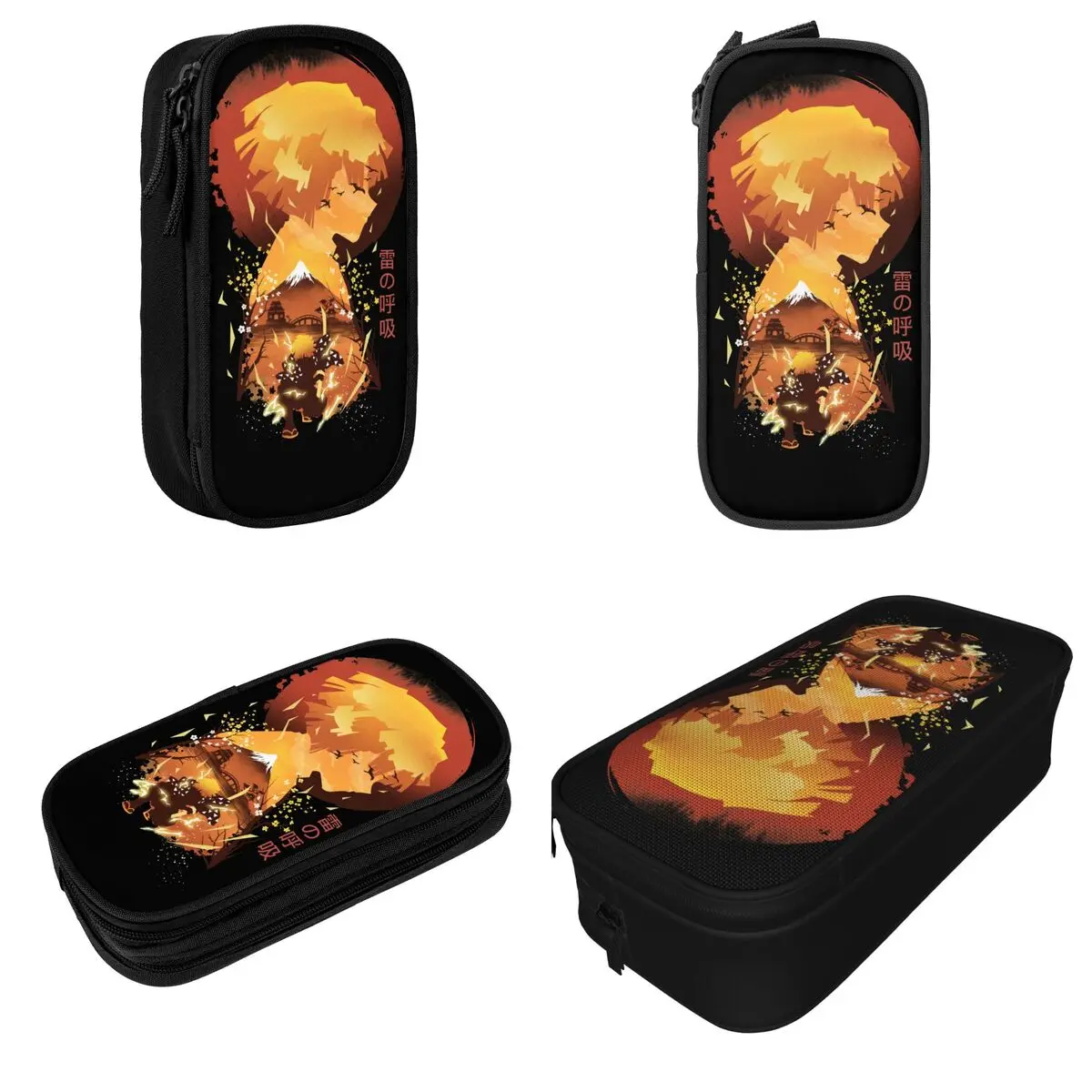 Fun Ukiyo E Breath Of Thunder Demon Slayer Pencil Cases Kamado Zenitsu Pencilcases Pen Box Large Storage Pencil Bags Stationery