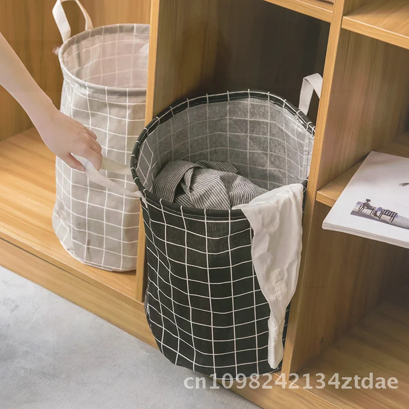 

Бочка для хранения клетчатой ткани, складная корзина для грязной одежды, черный/белый/розовый/серый 33x43 см, органайзер для одежды для спальни, юго-восточный