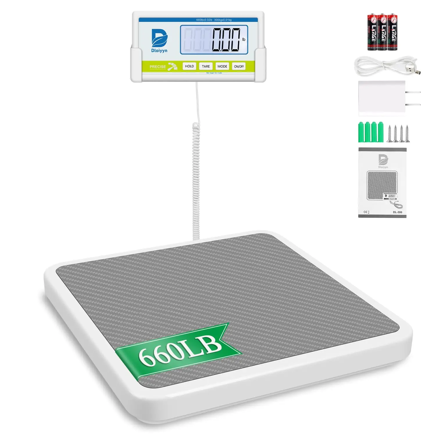 

Digital Floor Scale for Body Weight, 660 lb Capacity, High Accuracy with Large Backlit Display, kg/lb/lb:oz Settings, AC Adapter