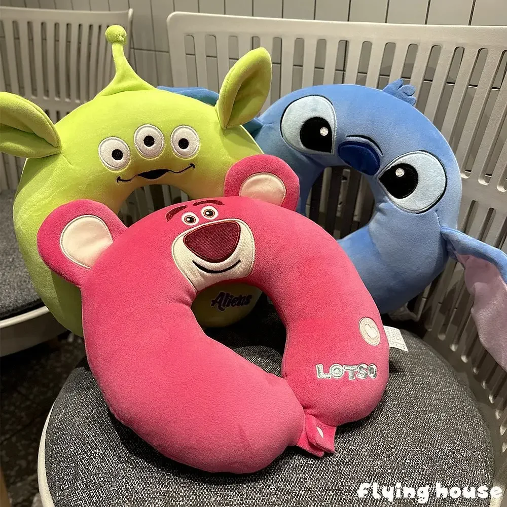 Lovely Disney Stitch Alien Sullivan U-shaped Travel Neck Pillow Cartoon Lotso Stitch Stuffed Nap Pillow Airplane Office Gift