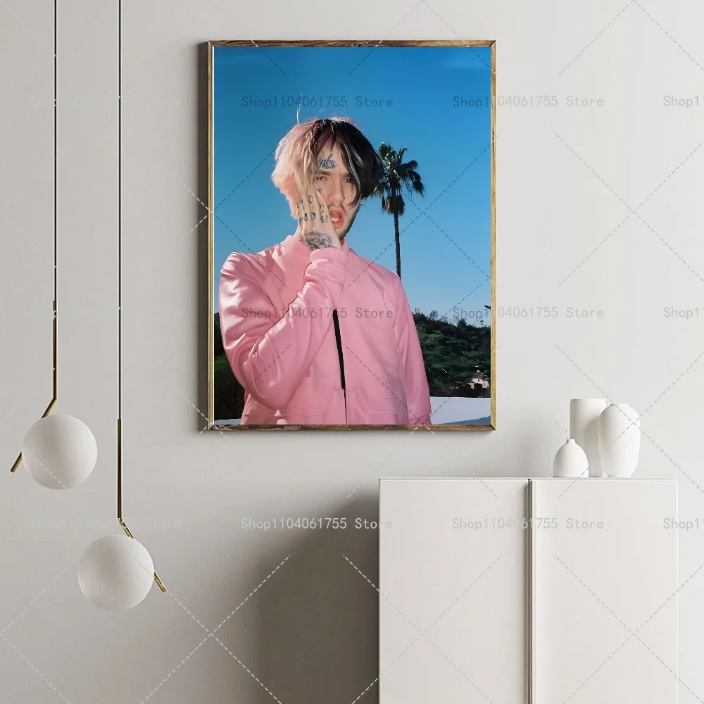 1PC Rapper Lil Peep Poster Self-adhesive Art Waterproof Paper Sticker Coffee House Bar Room Wall Decor