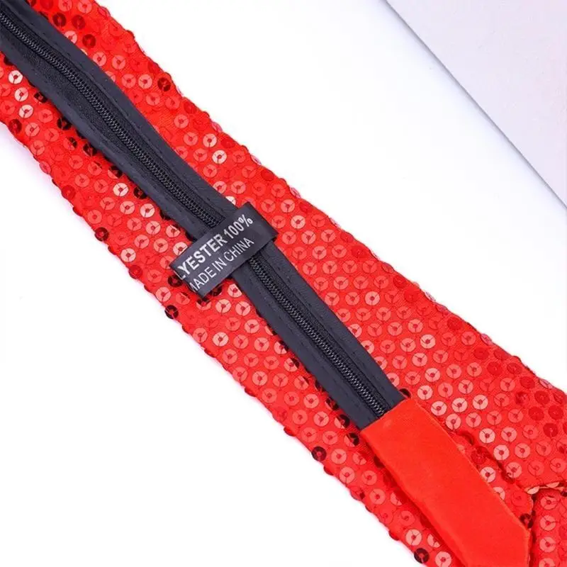 31BB Glitter Sequins Pre-Tied Tie with Zipper for Weddings Graduation Party Costume