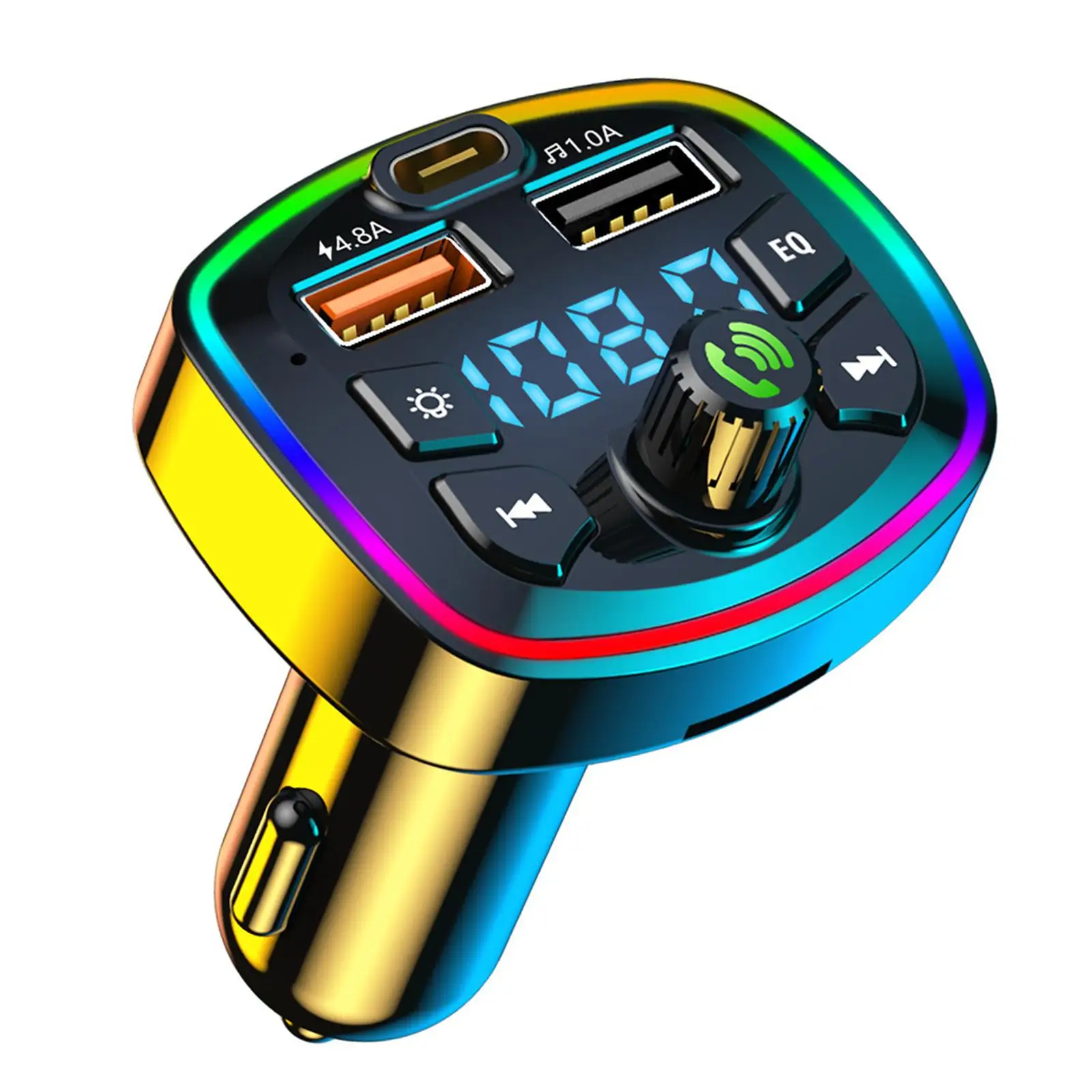 Bluetooth FM Transmitter Type-C PD Support Hands-Free Call Support TF Card & USB Disk Adapter