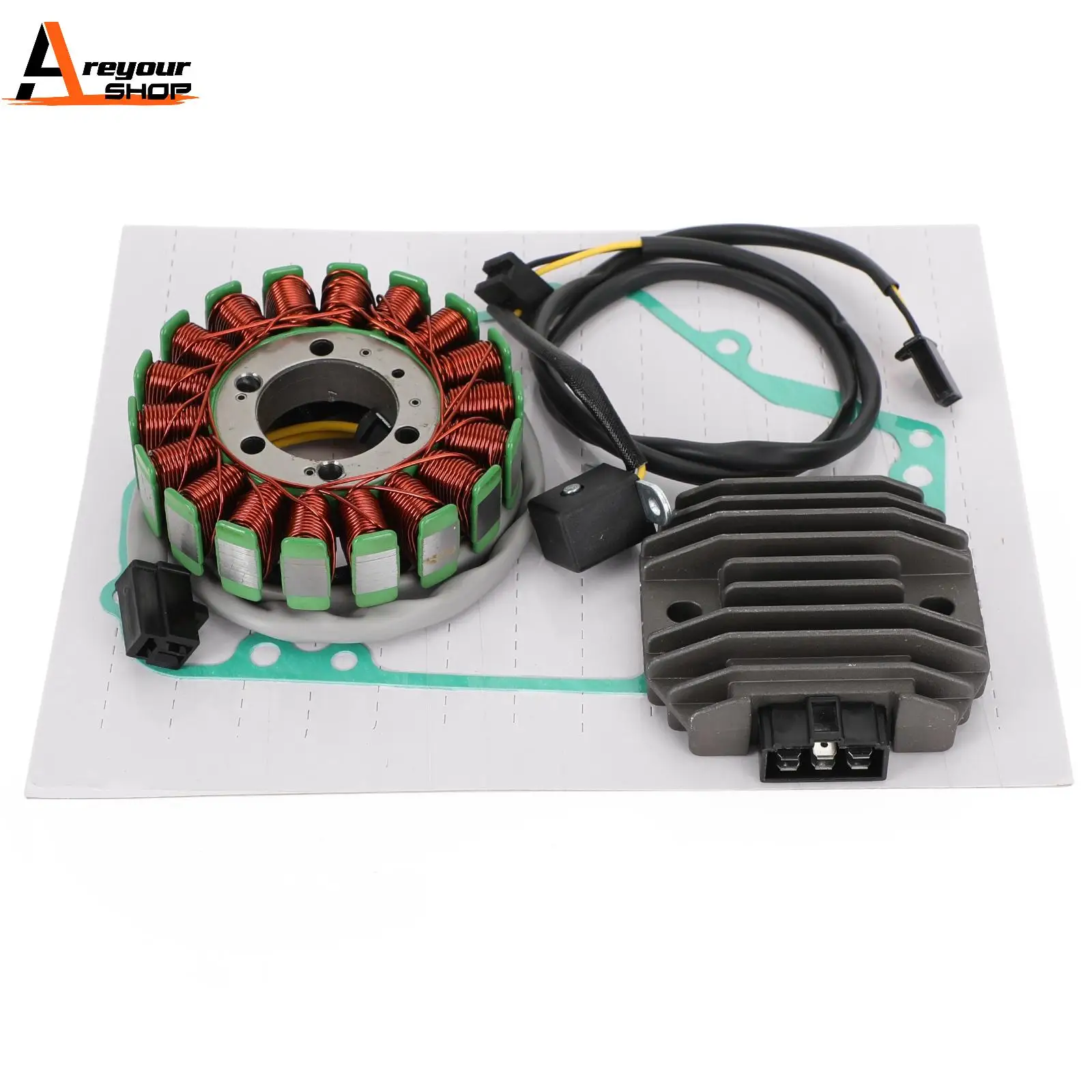 

Areyourshop Magneto Stator+Voltage Rectifier+Gasket For Kawasaki EX250 Ninja 250 2008-2012