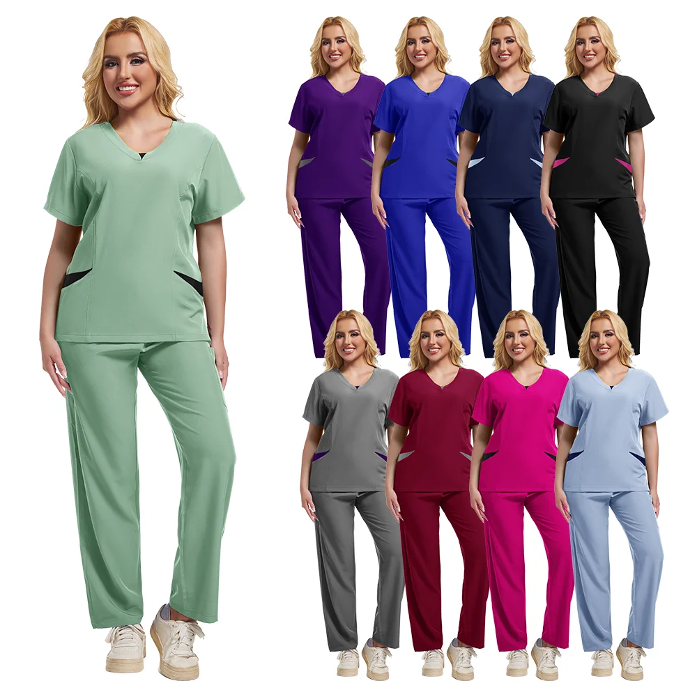 Nuovo Leggero Anti-Rughe Uniforme Chirurgica Donna Uomo Infermiera Medica Scrub Set Morbido E Traspirante Jogger Infermieristica Clinica Abbigliamento Da Lavoro