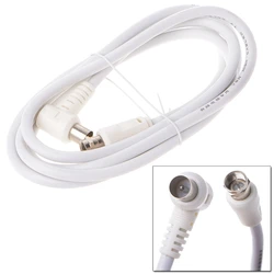 9.5mm White 90 Degrees Male To F Type Male Coaxial TV Satellite Antenna Cable