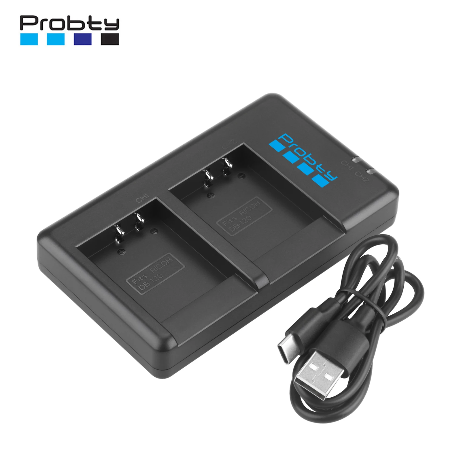 Probty USB-C Carregador de Bateria para Câmera Ricoh GRIV GR IV Ricoh GR4 Carregador de Bateria Ricoh DB-120 Carregador com Cabo de Carregamento