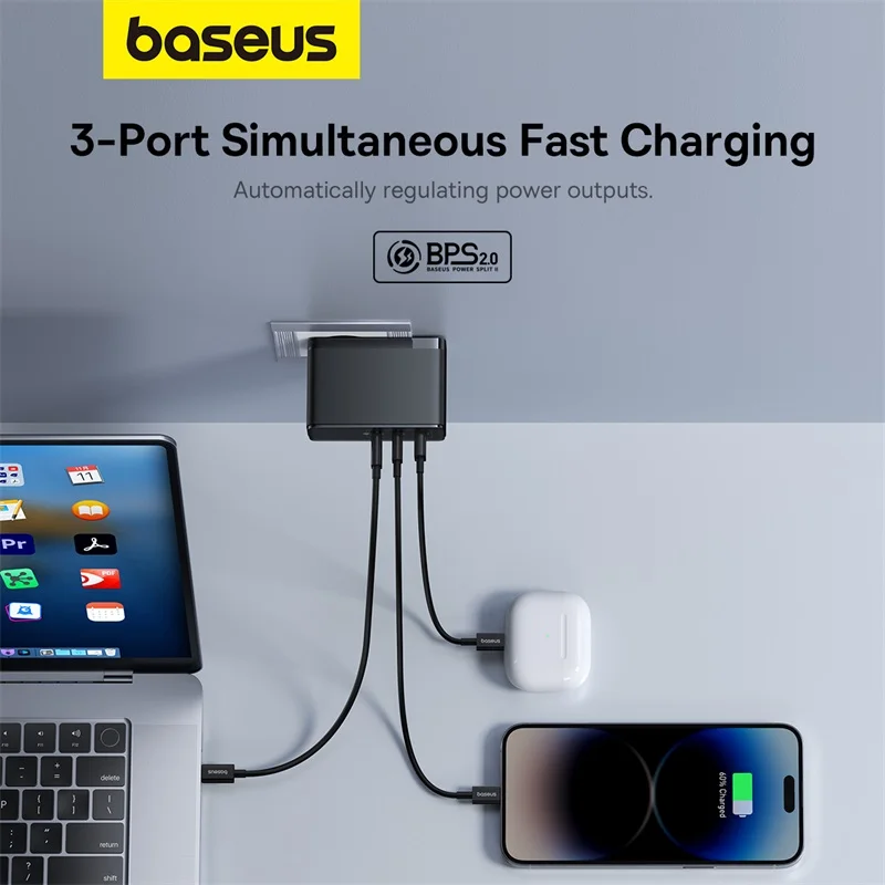 Baseus 160W GaN Charger Fast Charger For Laptop Tablet iPhone 15 14 Type C Charger Support PD3.1 QC PPS With USB Phone Charger