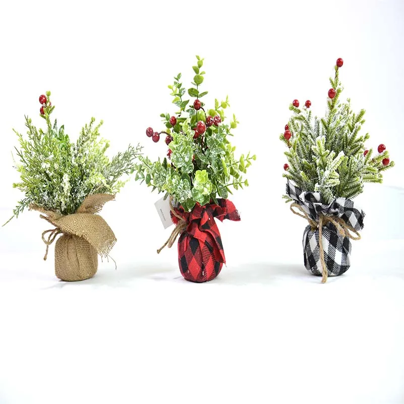 1PCS Simulation plant linen red fruit Christmas pot, home living room balcony room, garden decoration