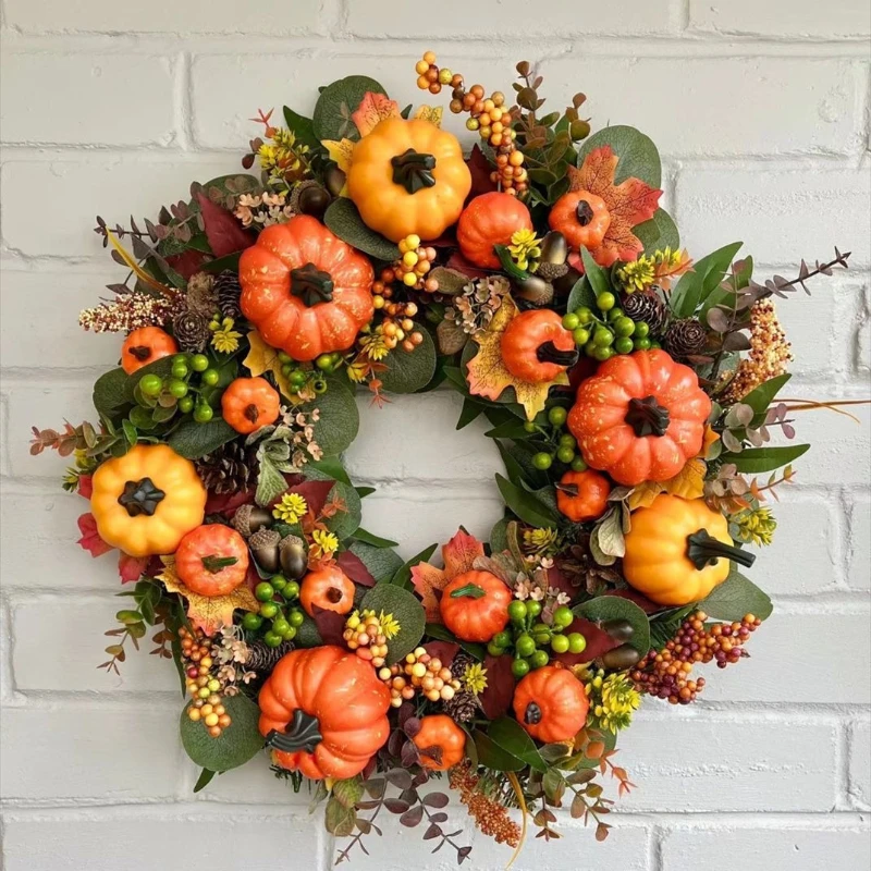 2026-halloween-gold-pumpkin-wreath-artificial-flower-garland-door-hanger-autumn-harvest-decoration-for-american-festive-season