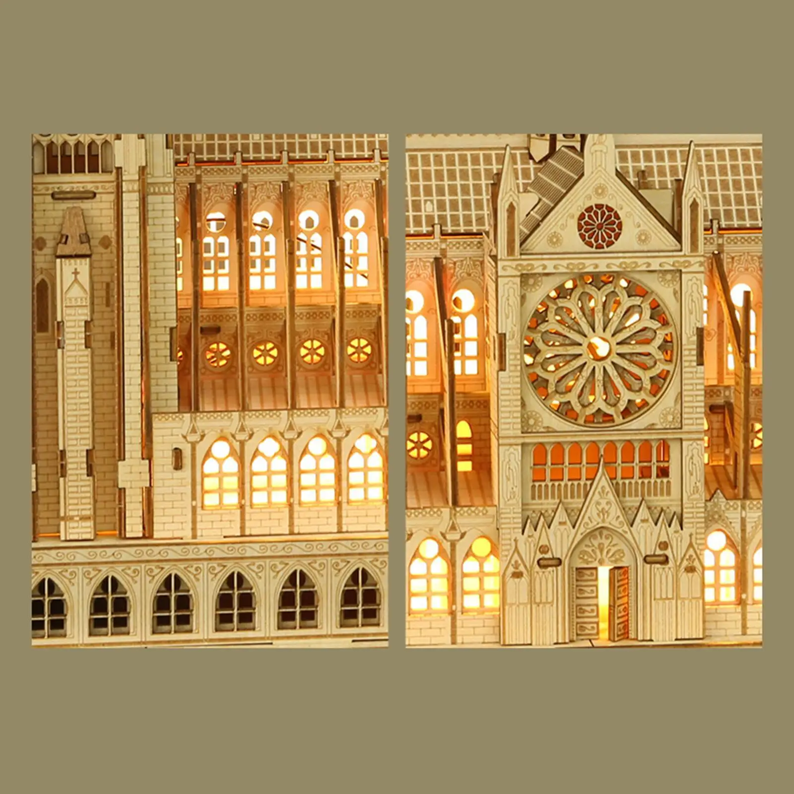 

3D Wooden Puzzle Notre Dame Romantic Figurine Art Piece Collectible Creative Paris Themed Statue for Home Cafe Office Desk Room