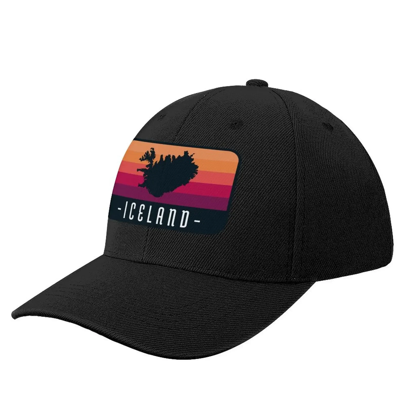 Iceland Retro Travel Sunset - Vintage Travel Country Outline Baseball Cap Custom Cap Trucker Cap Women Hats Men's