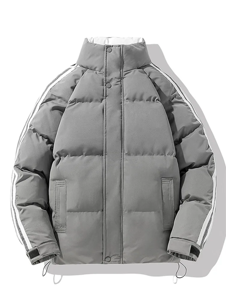 

Зимняя утепленная мужская повседневная куртка 2024 года в полоску из хлопка с наполнителем из полиэстера, на молнии, молодежная, теплая верхняя одежда