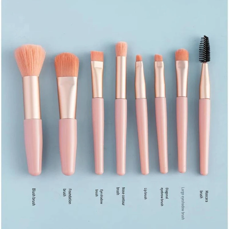 8PCS Beauty Brushes Pro Pink Brush Set Powder EyeShadow Blending Eyeliner Eyelash Eyebrow Fashion Makeup Brushes