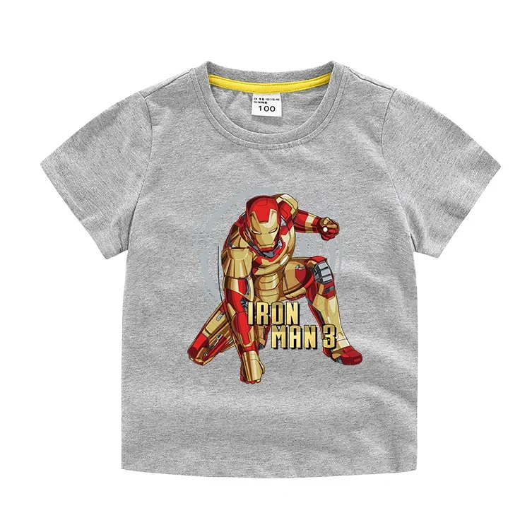 Marvel Iron Man Boy T-shirt Children\'s Spider-Man Co-branded Short Sleeve Cotton T shirt Baby Boys Cartoon Fashion Trend Clothes