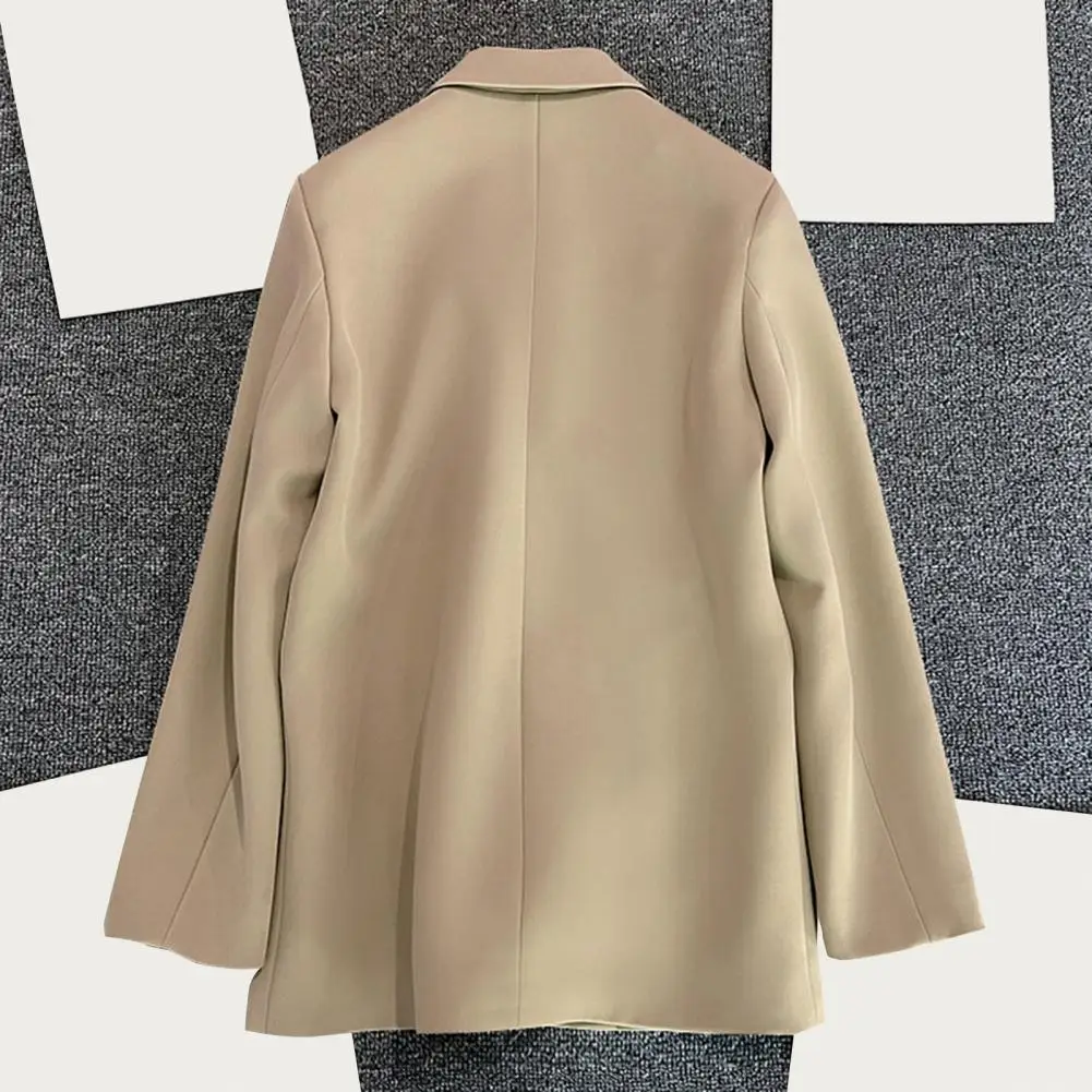 2023 Office Lady Blazer Lapel Long Sleeve Double Breasted Pockets Suit Coat Korean Fashion Loose Fit Jacket For Women Outwear