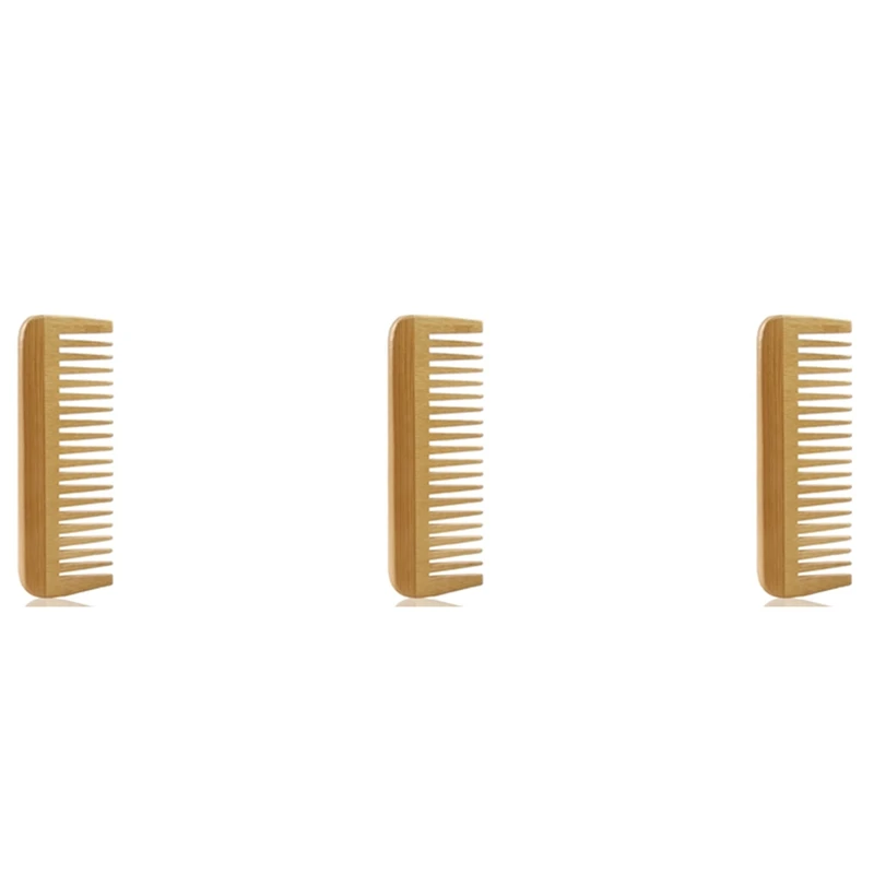 

3X Thick Solid Wood Comb Wide Tooth Comb Portable Styling Massage Anti-Static Hair Comb Handleless Hairdressing Comb