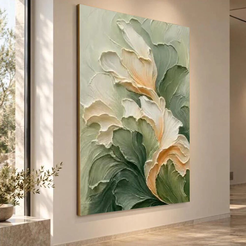 100% Handmade Abstract Oil Painting on Canvas Herbaceous plant flowers Wall Art Picture Decor for Home Living Room Mural Gift