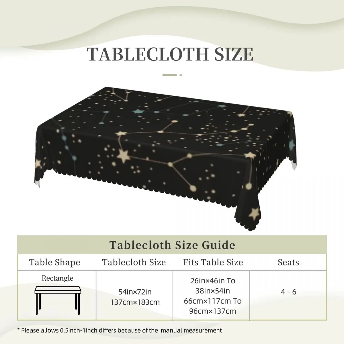 Constellation Star Clusters Galaxy Halloween Custom Rectangular Tablecloth Waterproof Table Cover for Dining Events Table Cloth