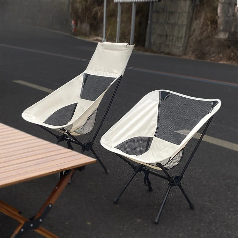 Outdoor Breathable Moon Chair Light Portable Space Chair Folding with Backrest Fishing Beach Camping Chair High Back