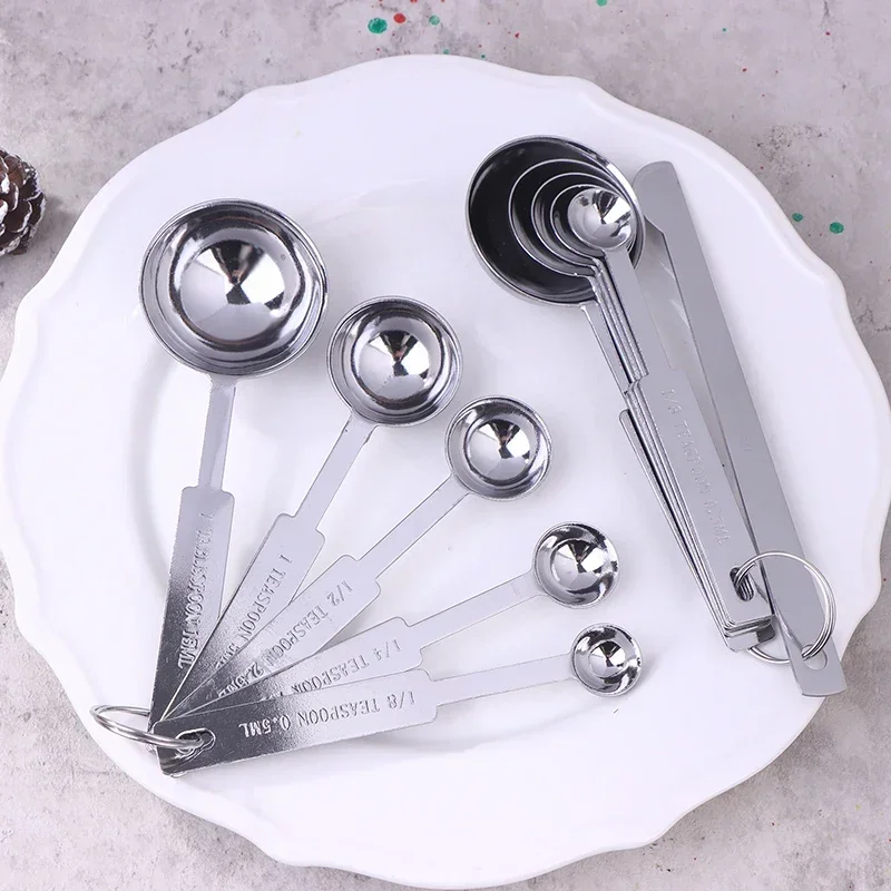 5/6Pcs Measuring Spoons Stackable Kitchen Measuring Spoon Set Stainless Steel Measuring Scoops Set Kitchen Baking Tool
