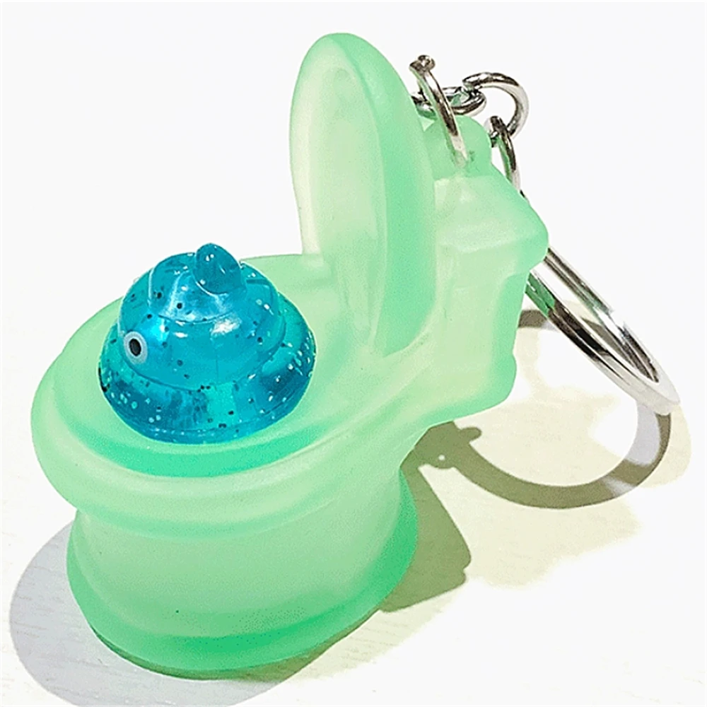 Funny Mini Poop Toilet Keychains Creative Tricky Prank Silicone Squeeze Toy Antistress Keyring Special Gifts