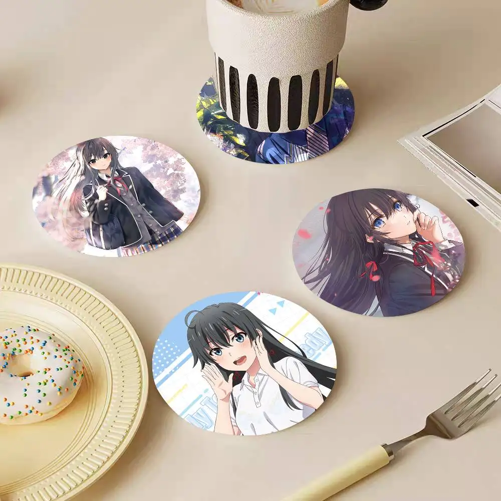 Anime Girl Yukinoshita Yukino Round Wooden Coasters Suitable For Restaurants And Coffee Home Gift Choice Holidays