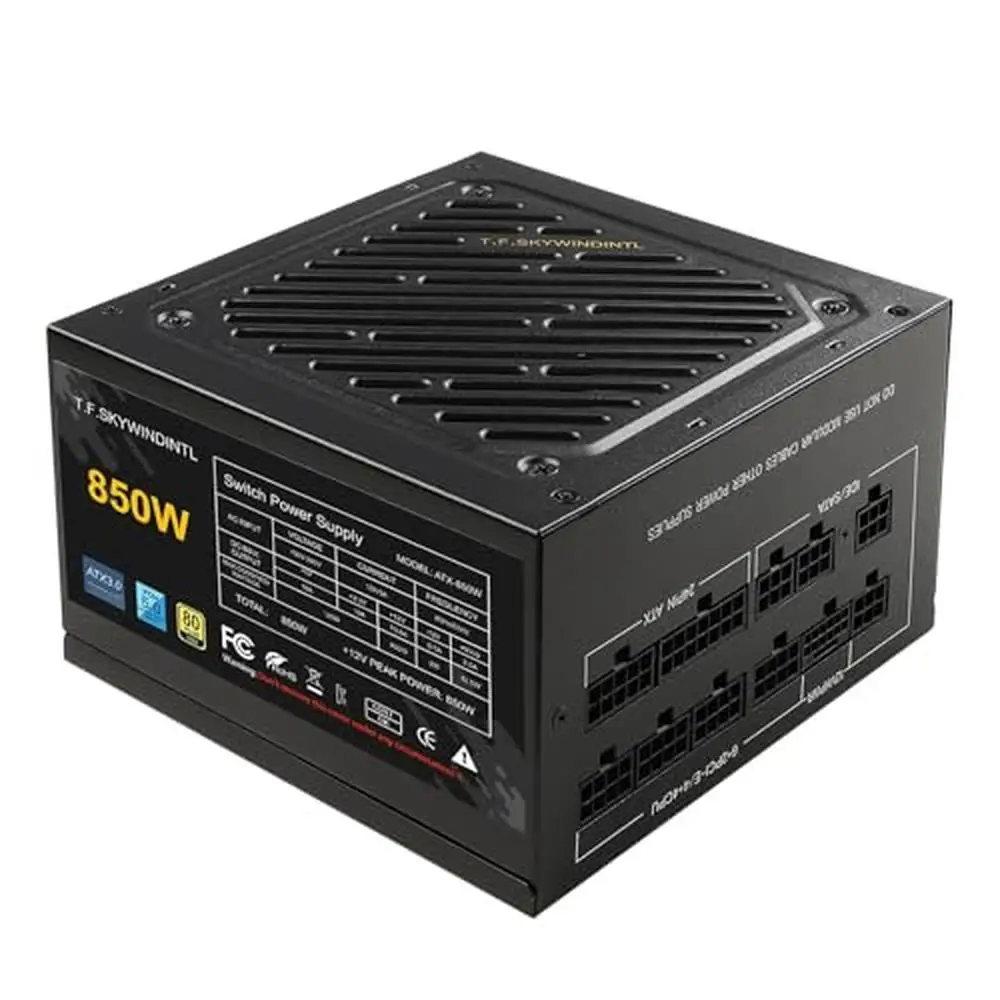 850W Gaming PC Power Supply Modular ATX 3.0 PCIe 5.0 80 Plus Gold Silent Fan Zero-RPM 12VHPWR Cable Kit