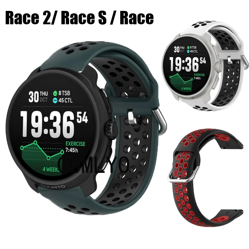 Correa para SUUNTO Race 2 S correa de reloj inteligente pulsera deportiva transpirable de silicona 22mm para mujeres y hombres