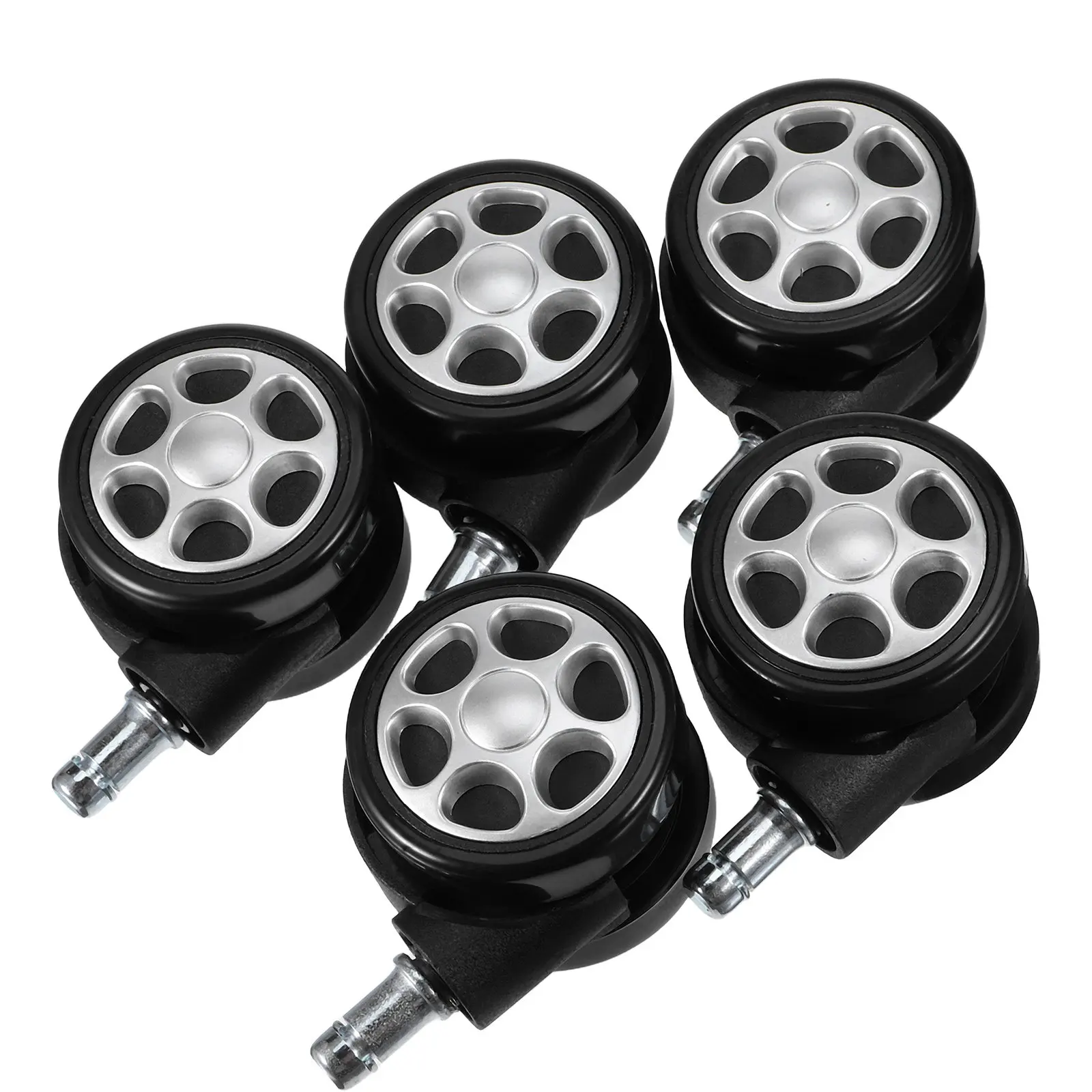 オフィスチェア用車輪5個セット。頑丈な回転キャスター。軸径25インチ、11x20mm。ゲーミング用コンピューターにも対応。