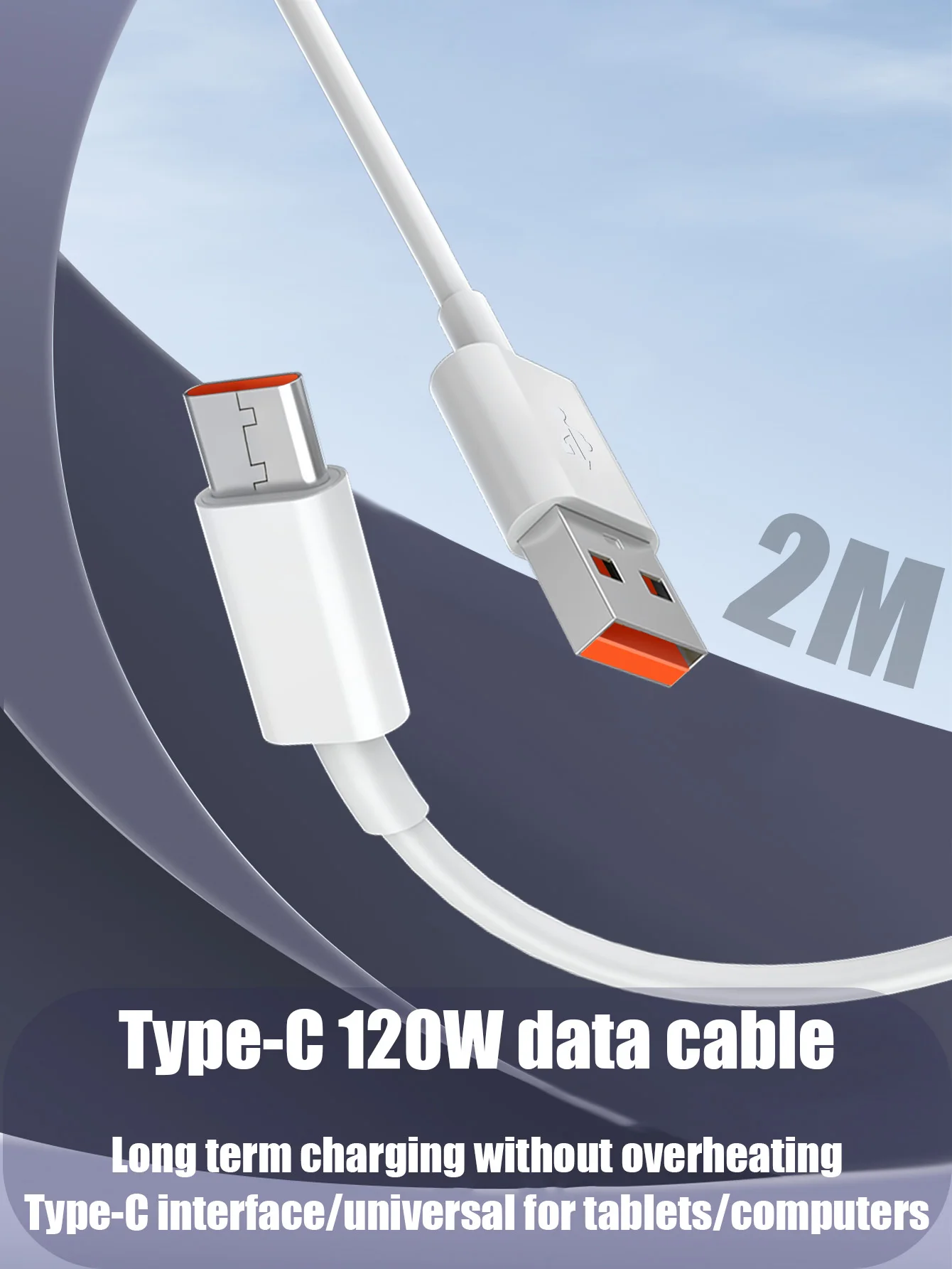 

Кабель для зарядки USB-C белого цвета, 100 см, подходит для внешних аккумуляторов, бытовой техники, смартфонов и других устройств 3C.