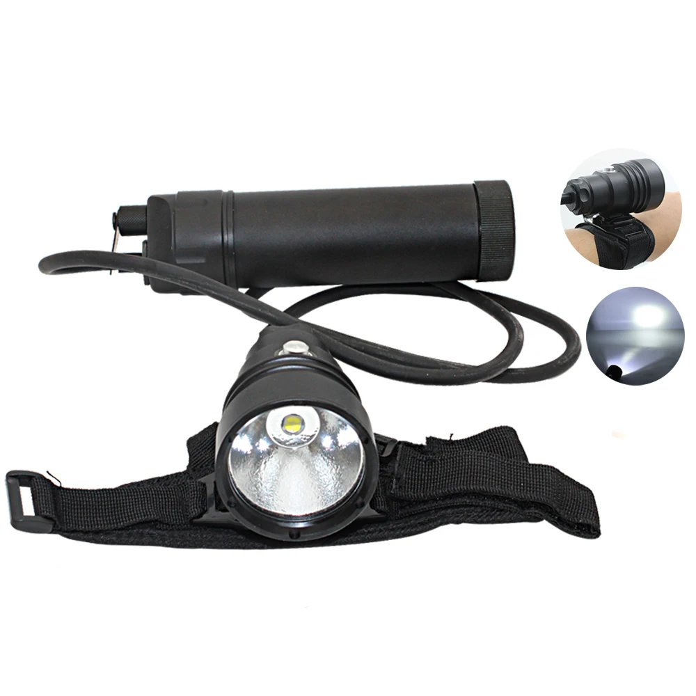 Linterna de buceo XHP70 XHP70.2, luz LED amarilla/blanca, potente, subacuática, tipo dividido