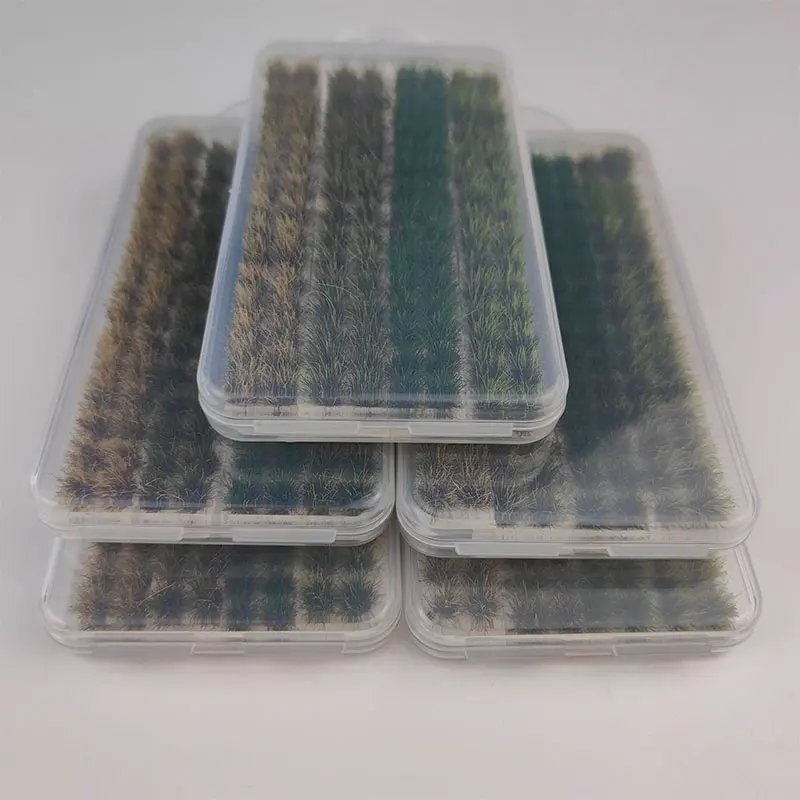 Tufos de césped modelo de 4 colores/120 tufos para paisajes en miniatura, mechones de césped modelo para patios, mechones de césped estáticos