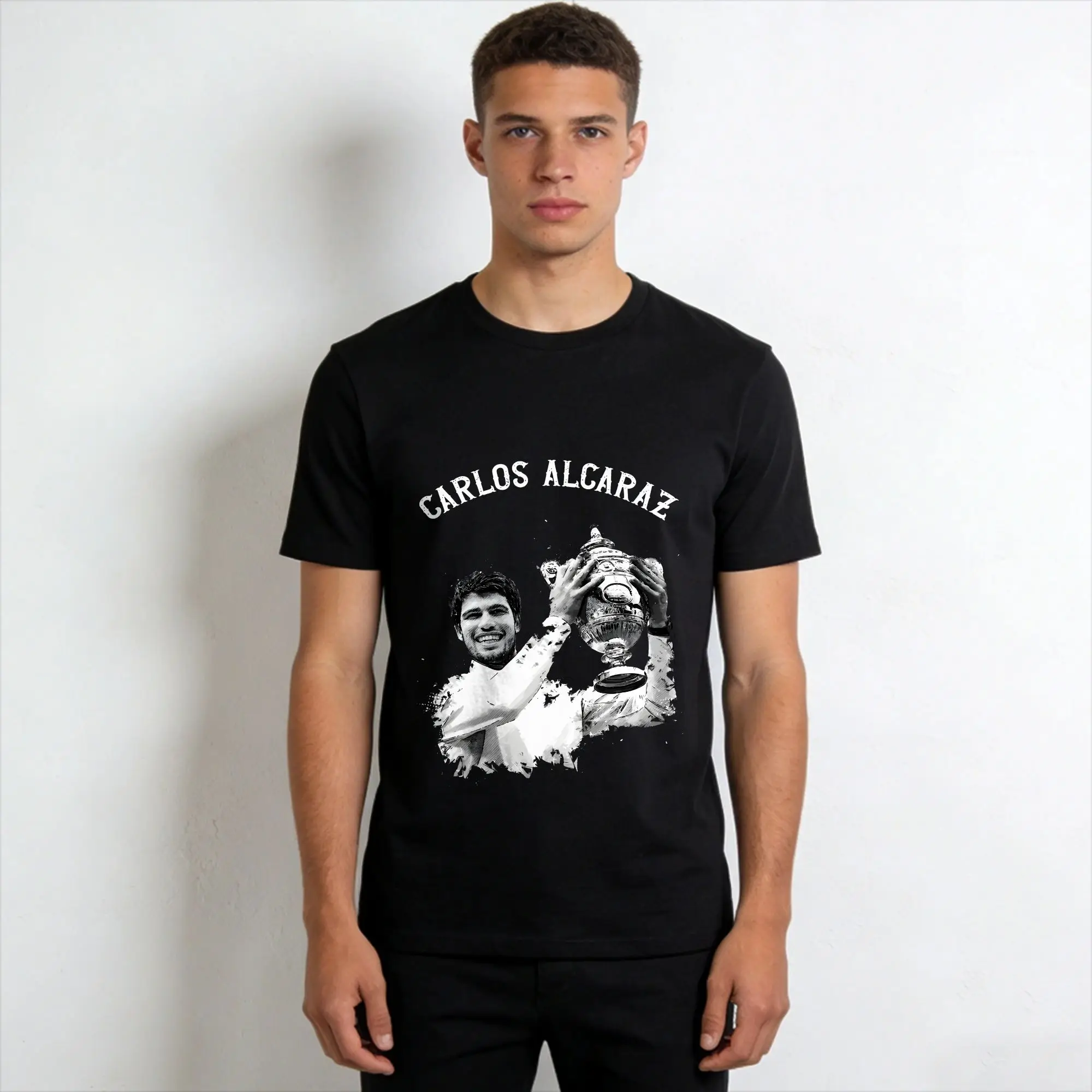 Men's T-Shirt Carlos Alcaraz  Novelty 100% Cotton Tees Short Sleeve  T Shirt Crew Neck Clothing Graphic