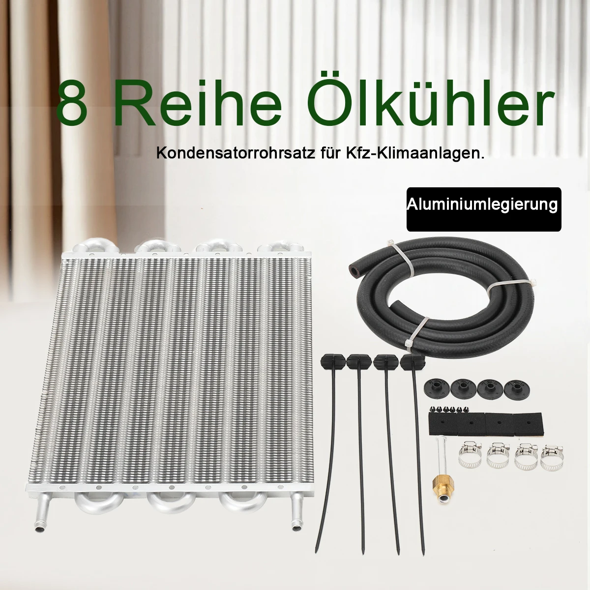8-reihiger Ölkühler für Fernübertragung, Automobil-Klimaanlage, Rohrstil, Kondensator, Auspuffrohr, Kühler-Konverter-Set – Detail 8