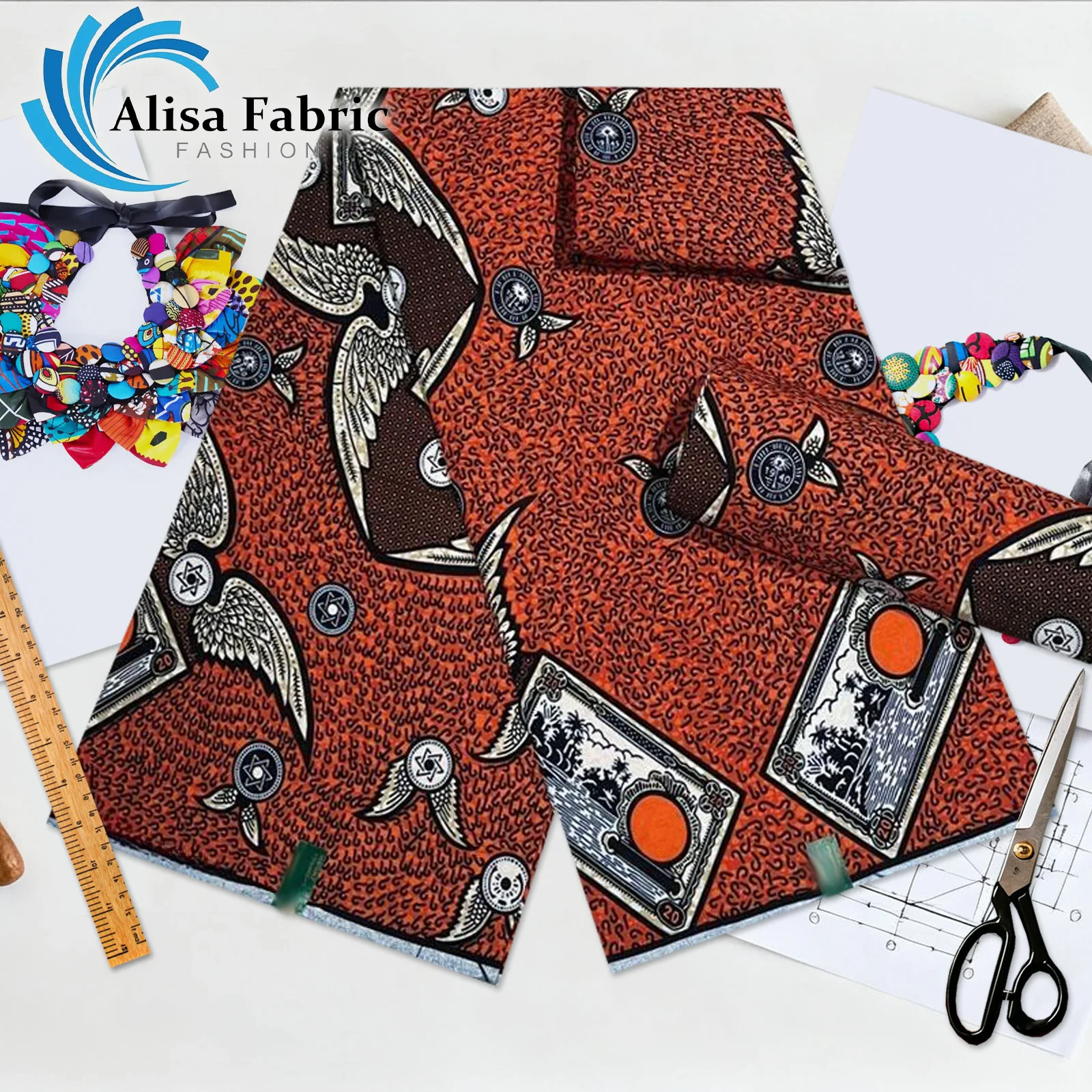 

2025 high quality african fabric wax 6 yards Christmas ankara wax fabrics wholesale for fashion dresses