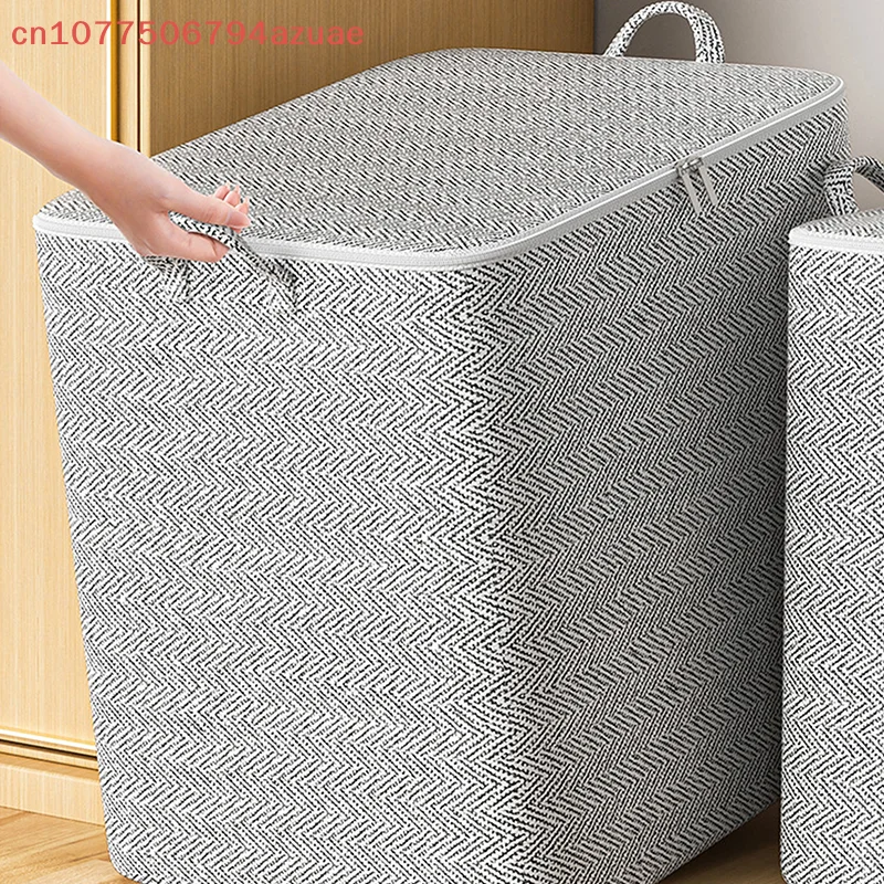 For Blankets Bedding Foldable With Zipper Storage Bag Large Capacity Clothes Storage Bag Organizer With Reinforced Handle