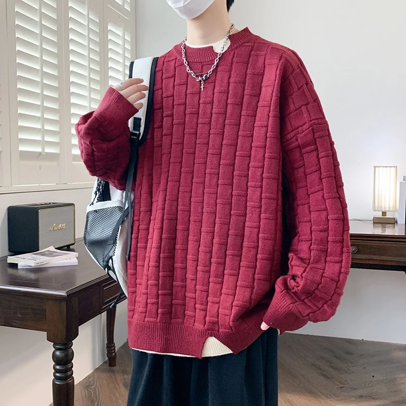 

Мужской вязаный свитер свободного кроя, утолщенный, осенне-зимний, модный, повседневный, молодежный стиль, удобный, мягкий, из полиэфирного волокна