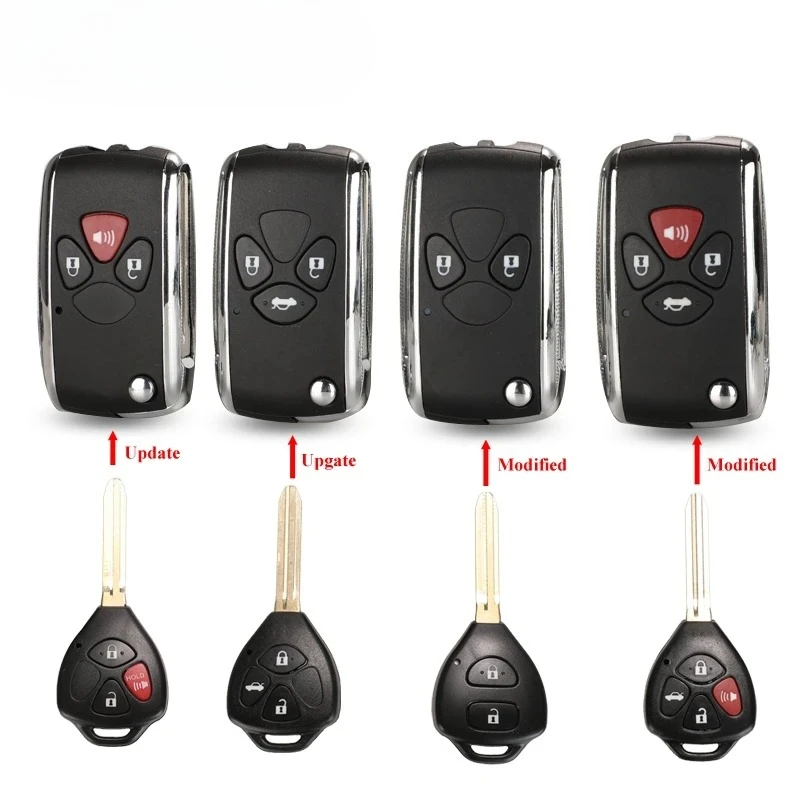 

2/3/4 Buttons Updated Flip Remote Key Case For Toyota Avlon Crown Corolla Camry RAV4 Reiz Yaris Prado Key Shell Toy43