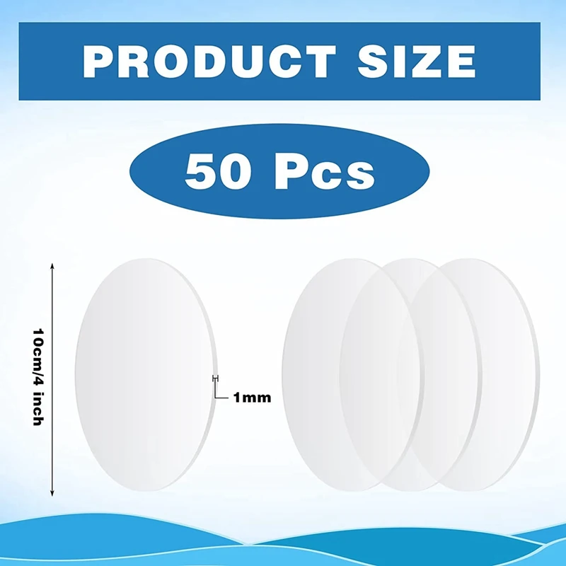 100 Pcs Clear Acrylic Sheets, 4Inch Round Acrylic Disc, 0.1Cm Thick Round Clear Acrylic Sheet Clear Round Acrylic Sheet