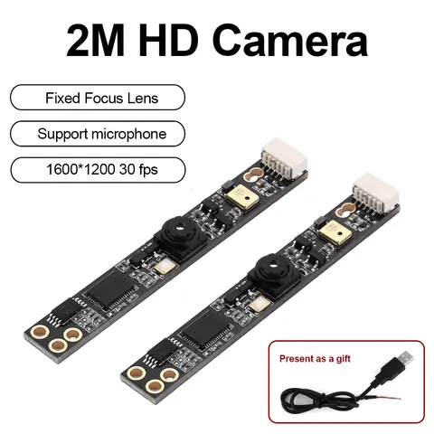 1PCS 1600*1200 30FPS USB Free Driver Camera Module GC02M1 2M 70 Degree Fixed Focus Adjustable Camera Module Support Microphone