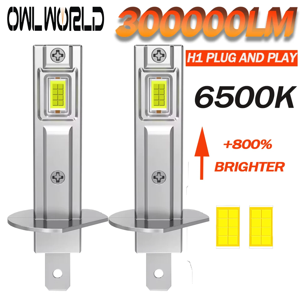 Ultra Bright 2PCS H1 LED Headlight Bulbs 1000W High Power Chip Waterproof Car Headlamp Super Luminous Fog Light Durable Auto Dri