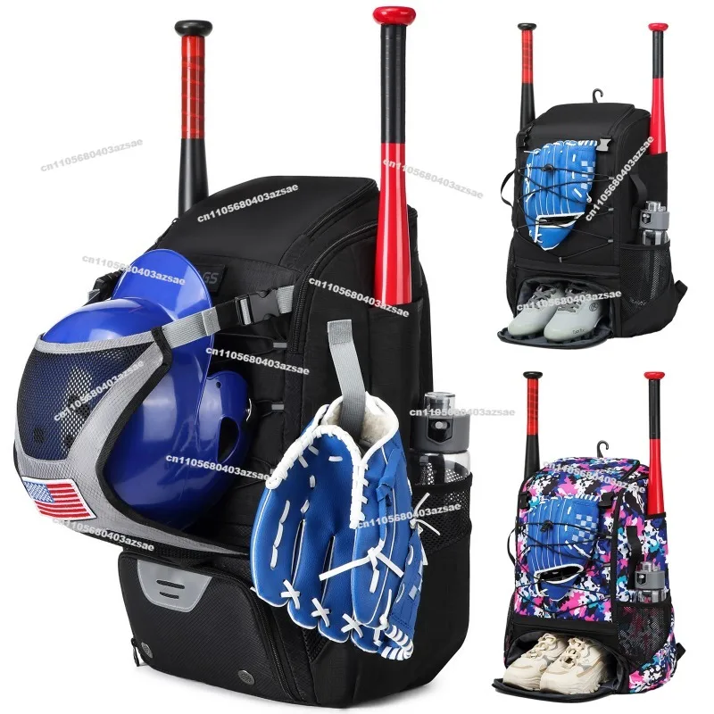 Large Capacity American Baseball Backpack, College Commuter Professional Game Softball Bag, Waterproof Outdoor Bag