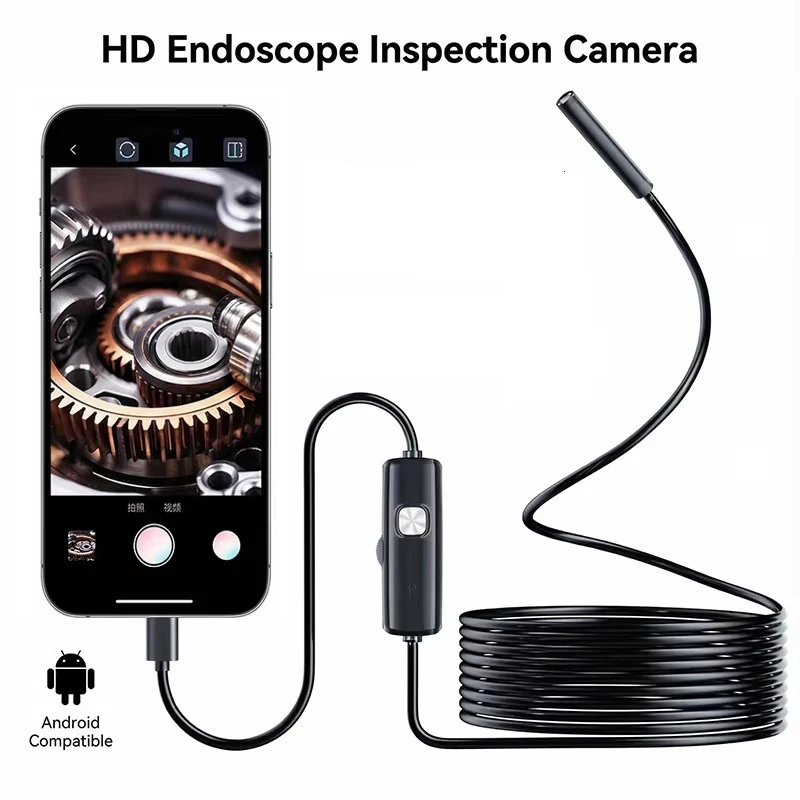 Android Endoscope Camera 7mm  Micro USB Type C Borescope Mini Camera LED Car Inspection For Android PC