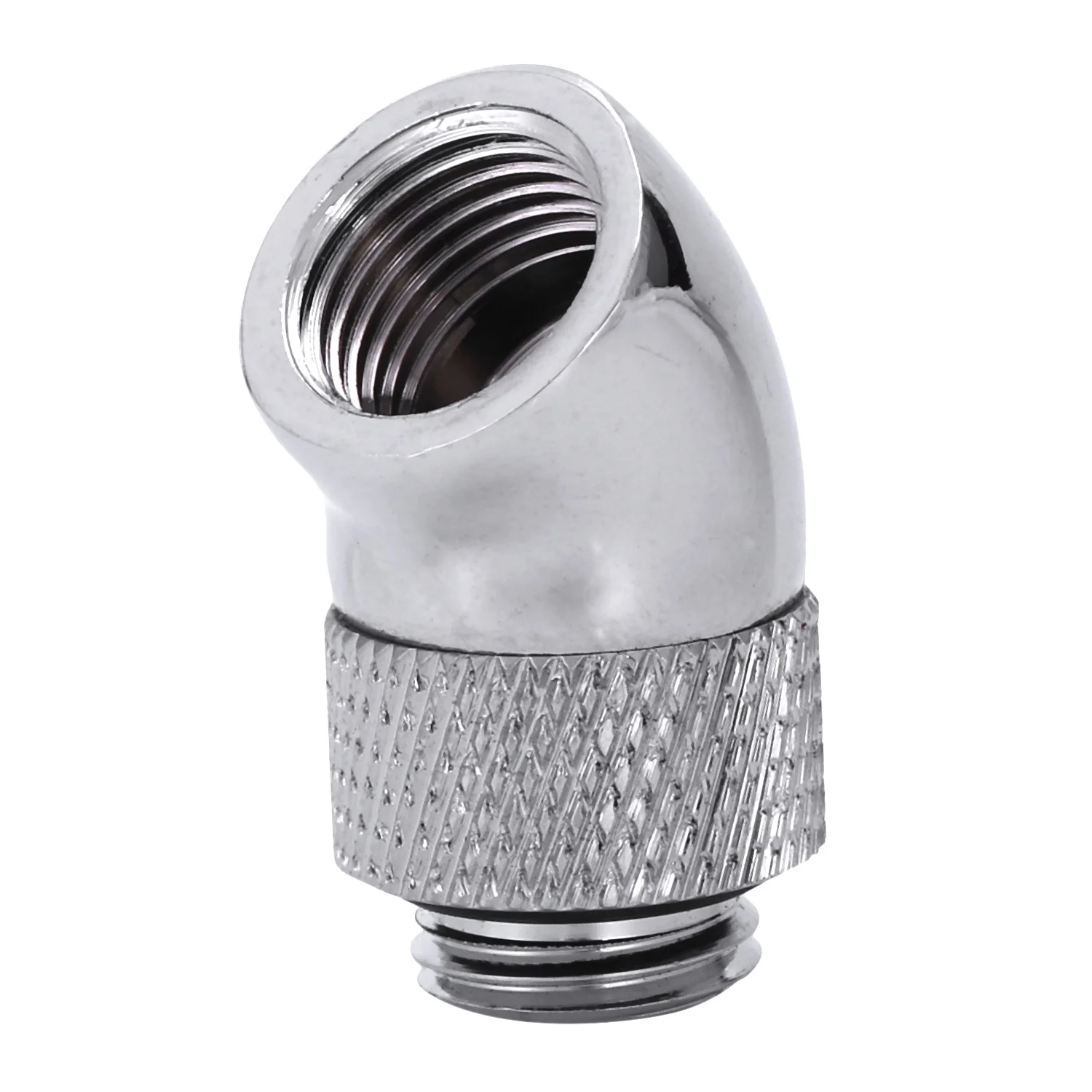 G1/4 Screw Thread 45 Degree Elbow Rotary Brass- Adapter Male To Female Connector Fitting Computer Pc Water Cooling System Silver