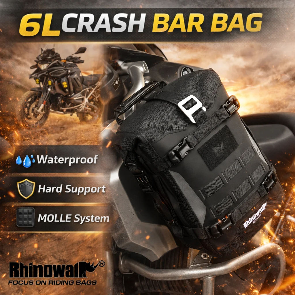 

Rhinowalk Motorcycle Crash Bar Bag 6L Waterproof Storage Pack with Inner Support Board Molle System ADV Riding Shoulder Bag 2026